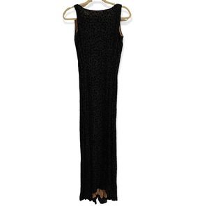 Vintage Oscar De La Renta Pink Label Black Floral Sleeveless Floor Length Dress